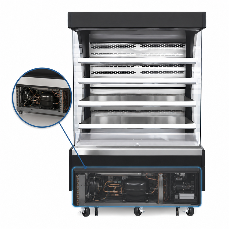 Product image #4 for Everest Refrigeration 60-Inch Vertical Open Display Merchandiser with Bottom-Mount Self-Contained Refrigeration