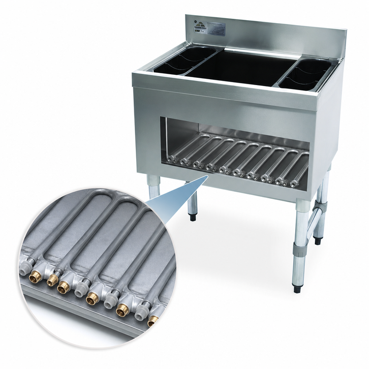 Product image #4 for Advance Tabco Underbar Basics 48-Inch Stainless Steel Cocktail Unit Bar Ice Bin with 12-Inch Deep Ice Bin and 7-Circuit Cold Plate