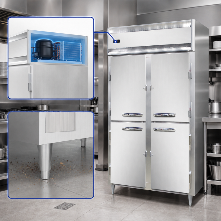 Product image #4 for Continental Refrigerator D2FSNSAHD Designer Line Two-Section Shallow Depth Reach-In Freezer with Half Solid Doors