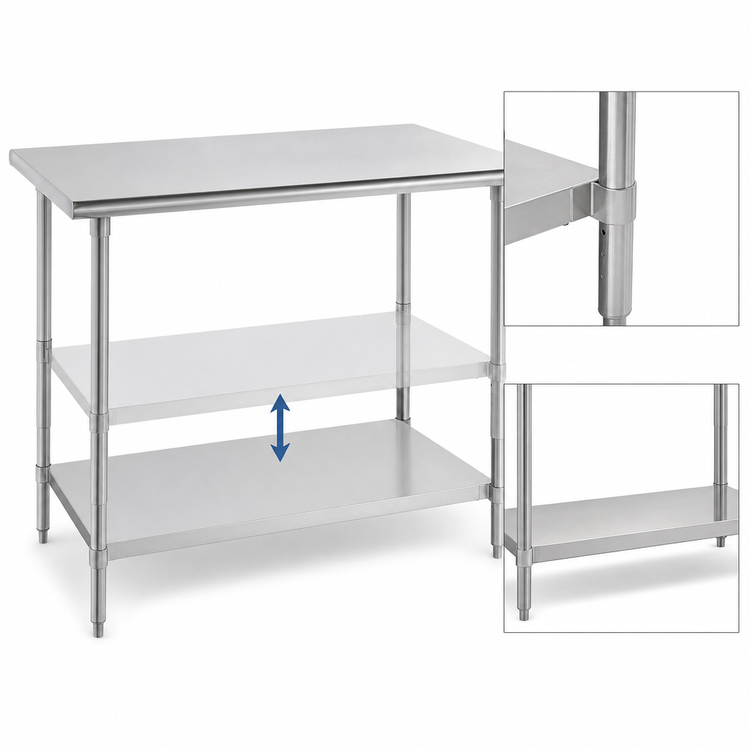 Product image #4 for Advance Tabco 108-Inch x 36-Inch Stainless Steel Work Table with Adjustable Undershelf