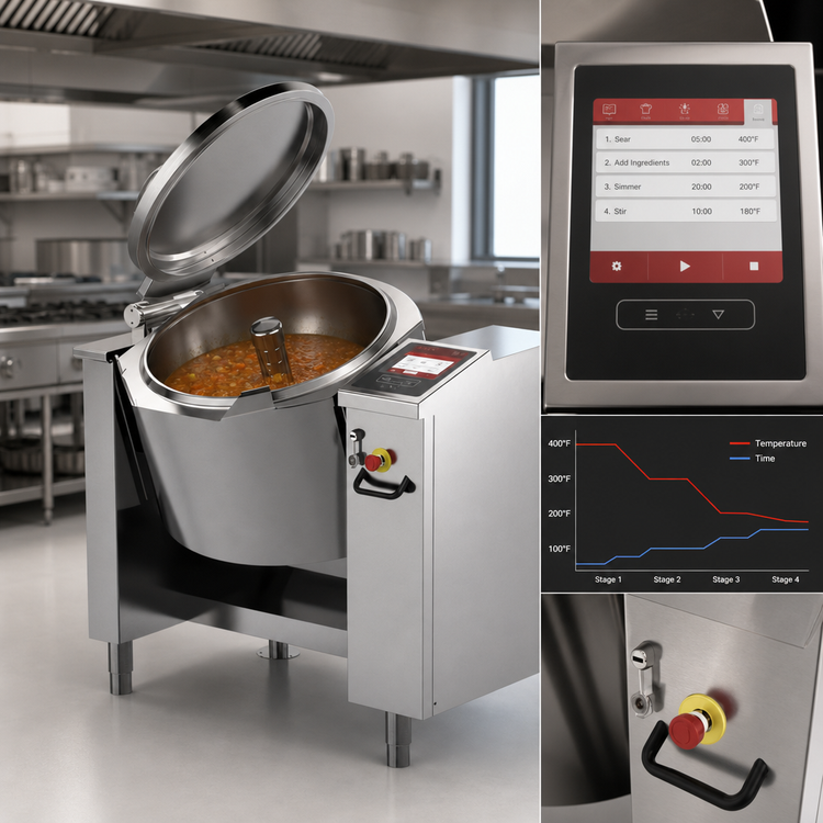 Product image #4 for Firex Cucimix UCBTG018V1 18 Gallon Gas Tilting Skillet Braising Pan