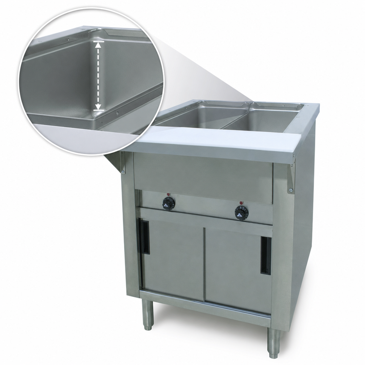 Product image #4 for Advance Tabco Triumph Supreme 240V Electric Hot Food Table with 2 Open Wells and Stainless Steel Top