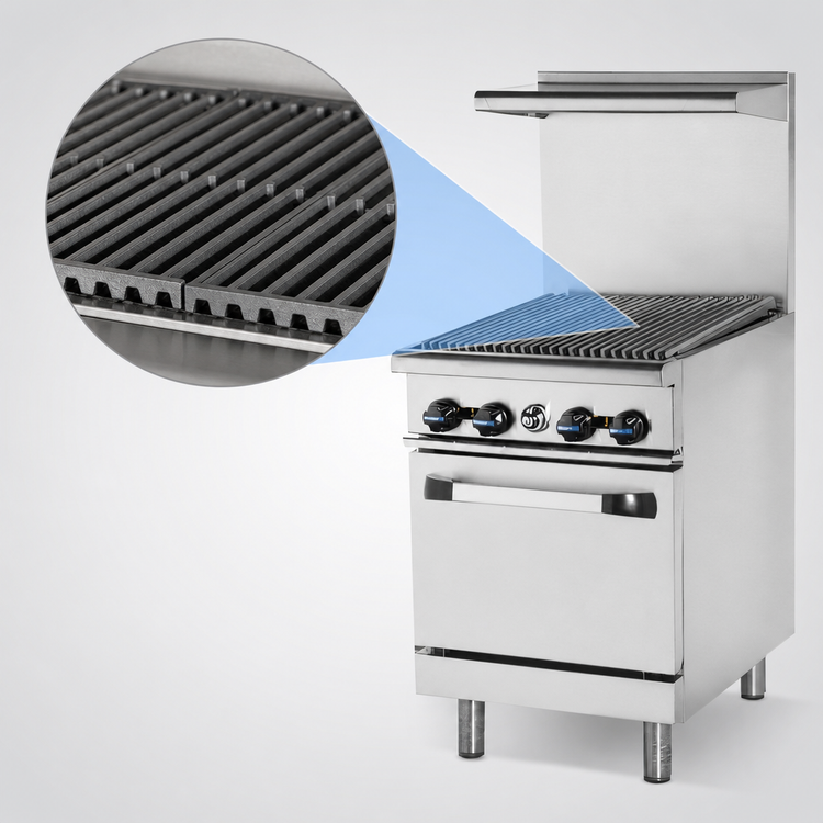 Product image #4 for Turbo Air Radiance 24-Inch Heavy Duty Natural Gas Range with Charbroiler Top and Space Saver Oven