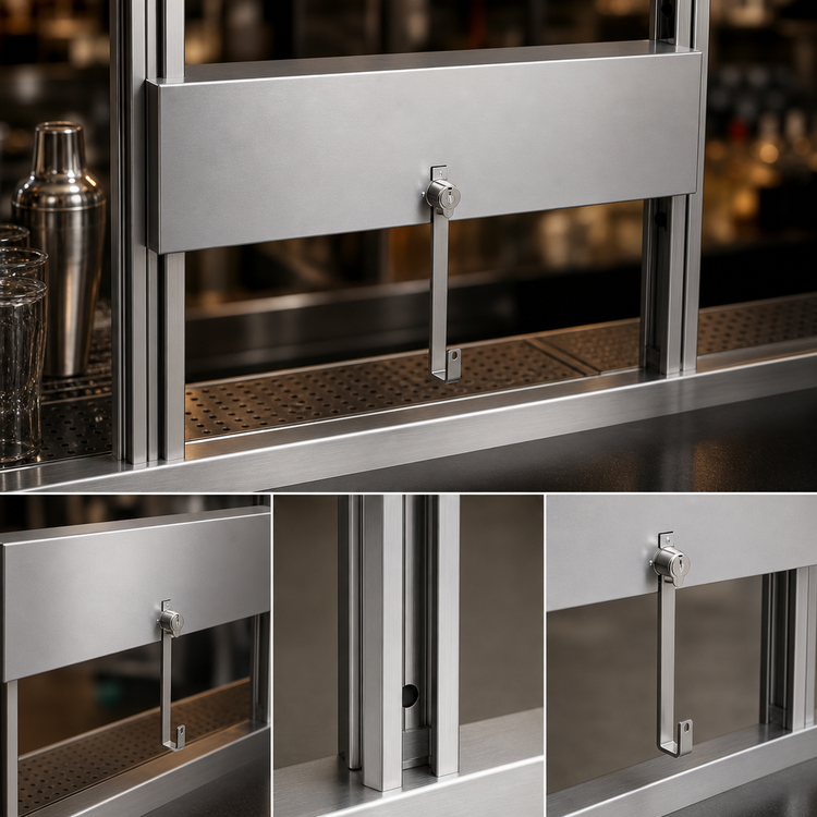 Product image #4 for Glastender 19-Inch Single Speed Rail Locking Cover, Stainless Steel