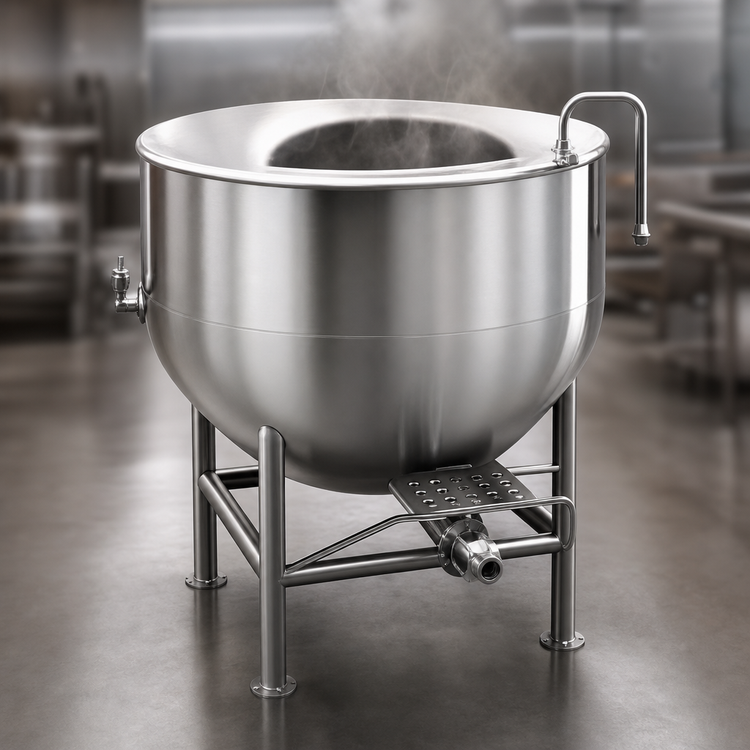 Product image #4 for Legion 125-Gallon Stationary Direct Steam Kettle with 304 Stainless Steel Liner and 2/3 Jacket