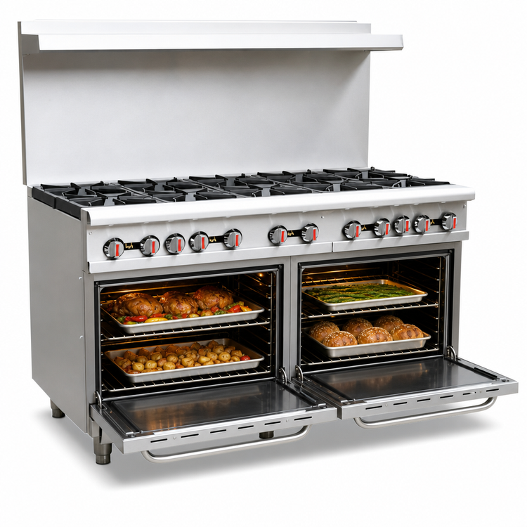 Product image #4 for 60-Inch Commercial Natural Gas Range with 10 Open Burners and 2 Standard Ovens