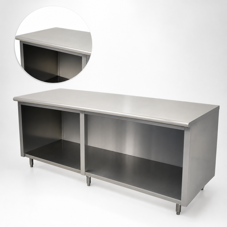 Product image #4 for Advance Tabco Special Value Economy Open Base Work Table, 84W x 30D, 16 Gauge 304 Stainless Steel Top