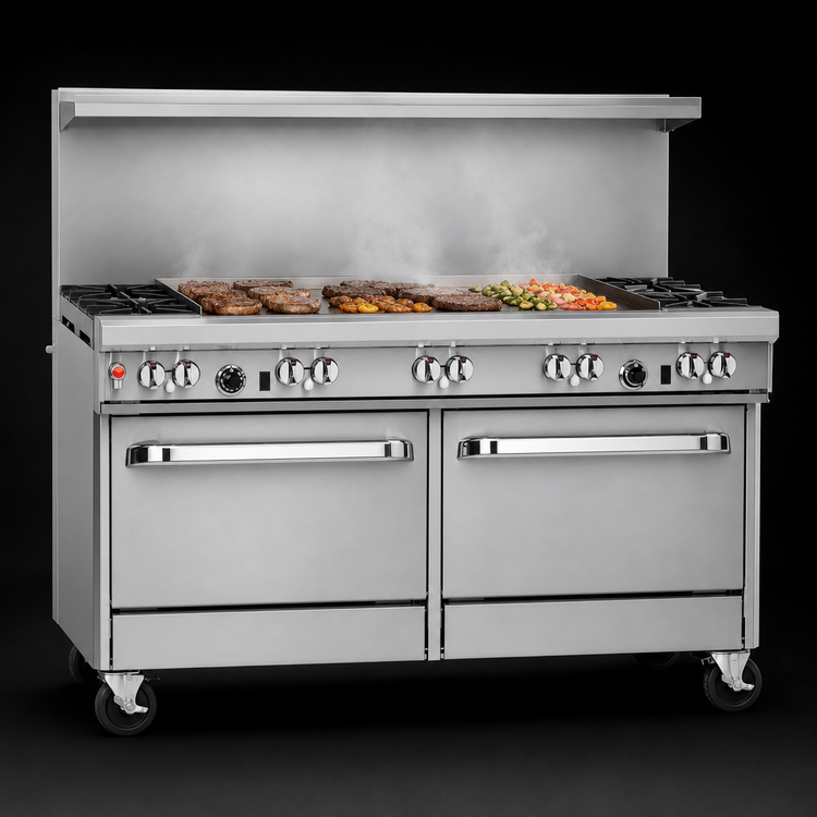 Product image #4 for Southbend Ultimate 60-Inch Gas Restaurant Range with 2 Star/Sauté Burners, 48-Inch Thermostatic Griddle, and 2 Convection Ovens