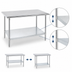 Thumbnail image #4 for Advance Tabco 84-Inch x 30-Inch 16 Gauge 430 Stainless Steel Flat Top Work Table with Galvanized Undershelf and Legs