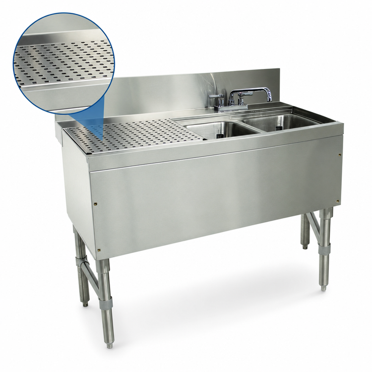 Product image #4 for Advance Tabco Prestige Supreme 2-Compartment Underbar Sink Unit with Left Drainboard and Deck-Mount Faucet