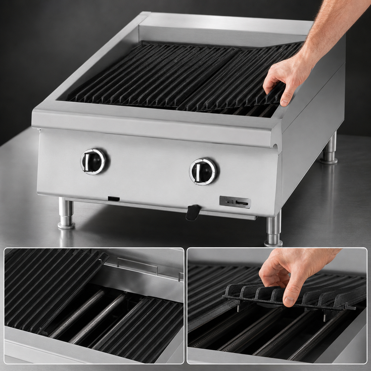 Product image #4 for Garland UTBG48-AB48 48-Inch Countertop Gas Charbroiler with Ceramic Briquettes and Adjustable Cast Iron Grates