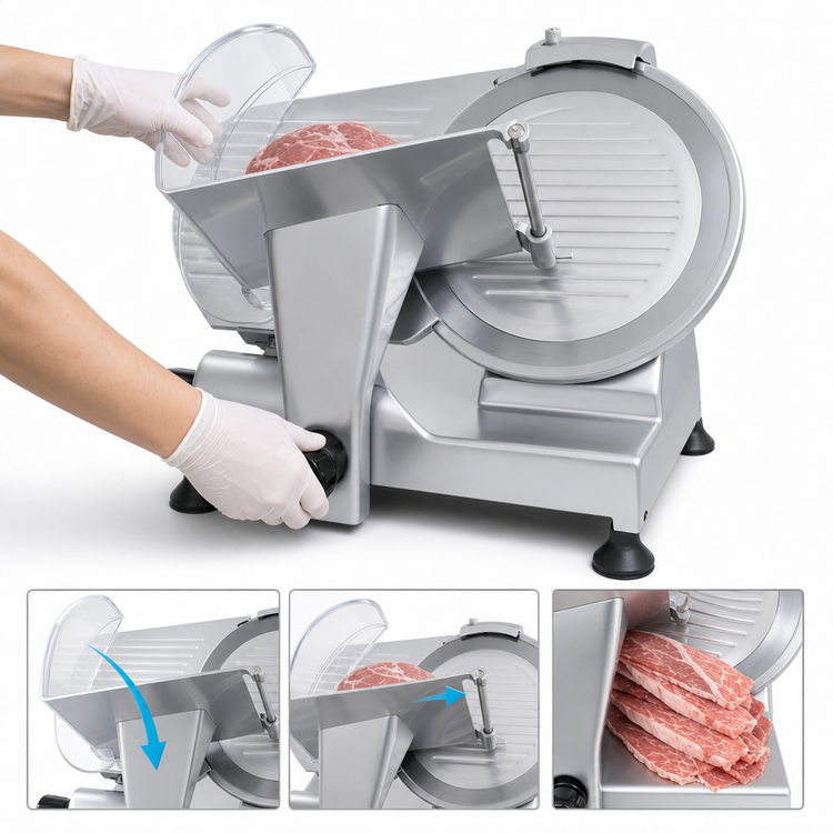 Product image #4 for Uniworld 9-Inch Manual Gravity Feed Belt-Driven Countertop Meat Slicer, 110V