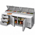 Thumbnail image #4 for Beverage-Air 93-Inch Three-Section Pizza Prep Table with 2 Doors, 3 Drawers, and 19-Inch Cutting Board