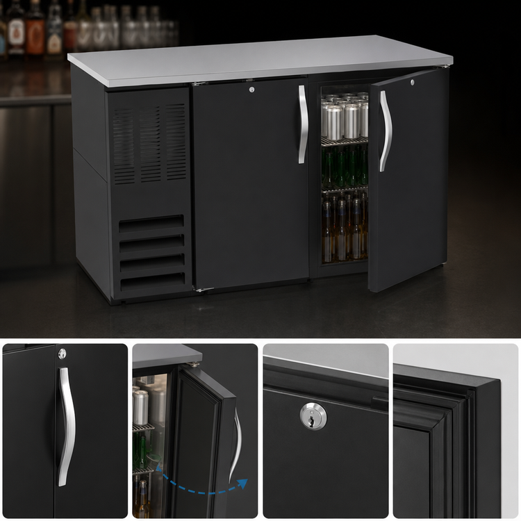 Product image #4 for Beverage Air BB58HC-B 58-Inch Two-Section Black Back Bar Refrigerator with Solid Doors
