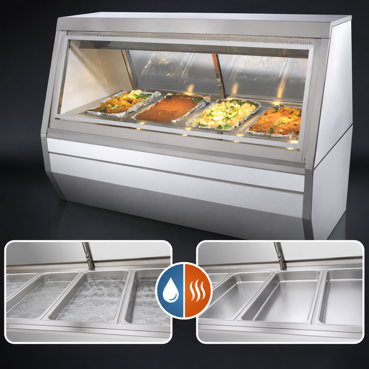 Product image #4 for Howard-McCray 95-Inch 6-Well Full-Service Hot Food Case, Stainless Steel