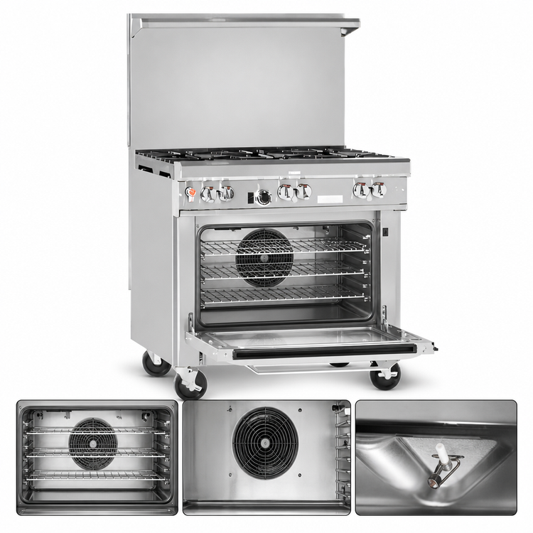Product image #4 for Southbend Ultimate 36-Inch Gas Restaurant Range with 4 Burners, 12-Inch Left Griddle, and Convection Oven