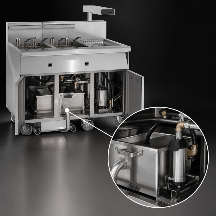 Product image #4 for Imperial Electric Floor Model 5-Tank Battery Fryer with Built-In Filter System and Dump Station