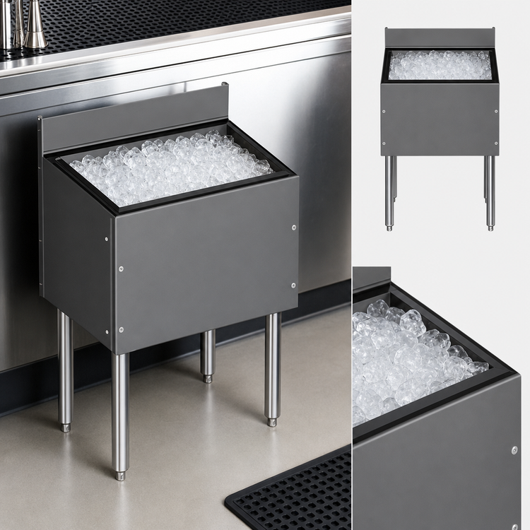 Product image #4 for CHOICE by Glastender 12-Inch Wide Stainless Steel Underbar Ice Bin, 33 lb Capacity