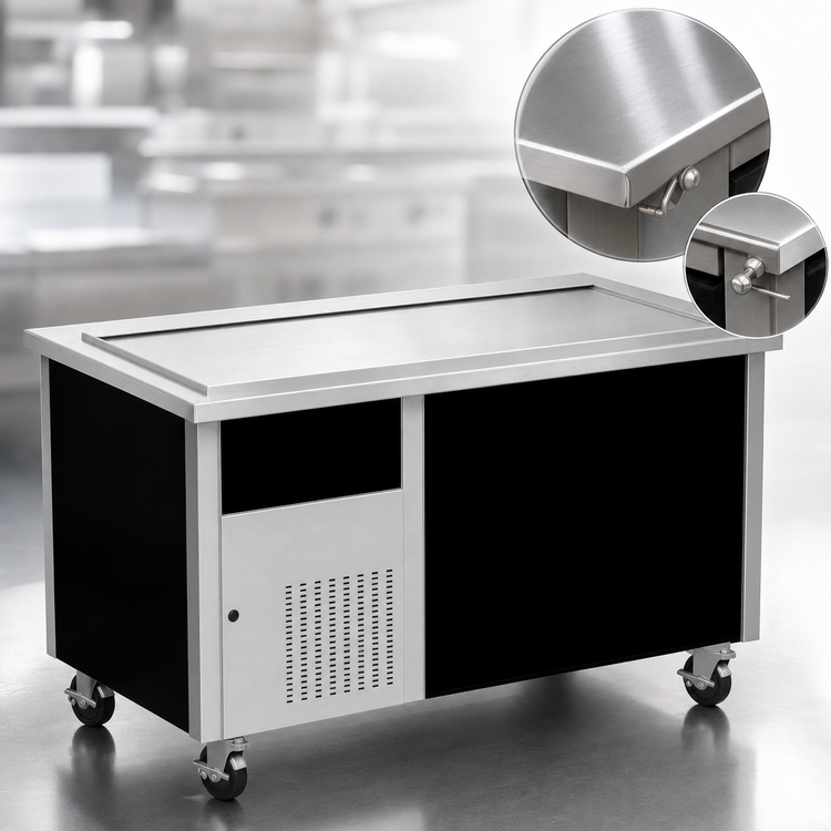 Product image #4 for Randell Custom & Serving 48-Inch Mobile Modular Frost Top Serving Station with Open Cabinet Base