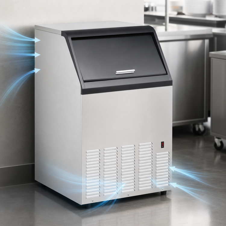 Product image #4 for Maxx Ice V-Series 115 lb Self-Contained Air-Cooled Full Dice Ice Machine with 35 lb Bin