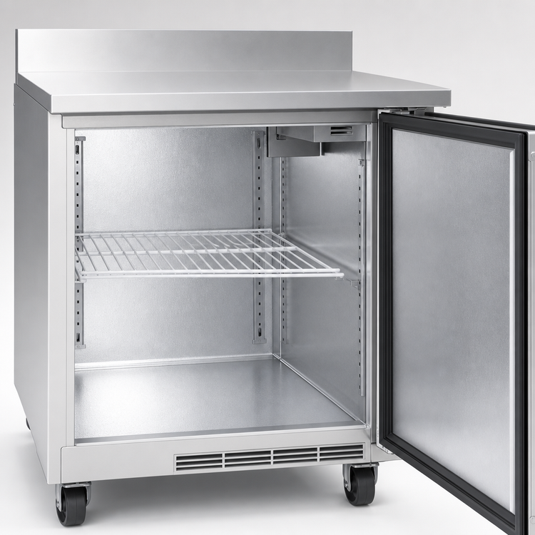 Product image #4 for Beverage-Air 32-Inch One-Section Worktop Refrigerator, 7.2 Cu. Ft., Solid Door, Foamed-In-Place Backsplash