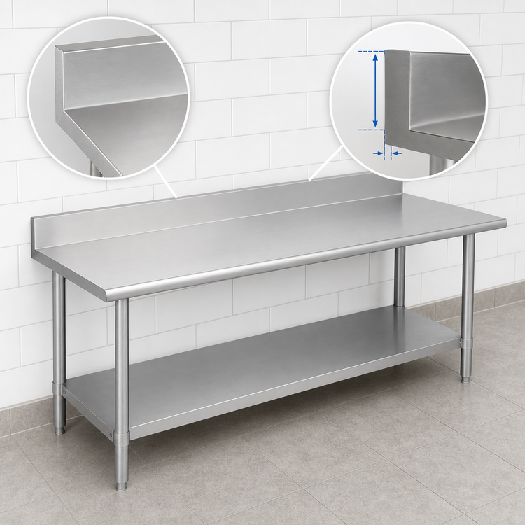 Product image #4 for Duke 144-Inch Stainless Steel Work Table with 5-Inch Riser and Galvanized Undershelf