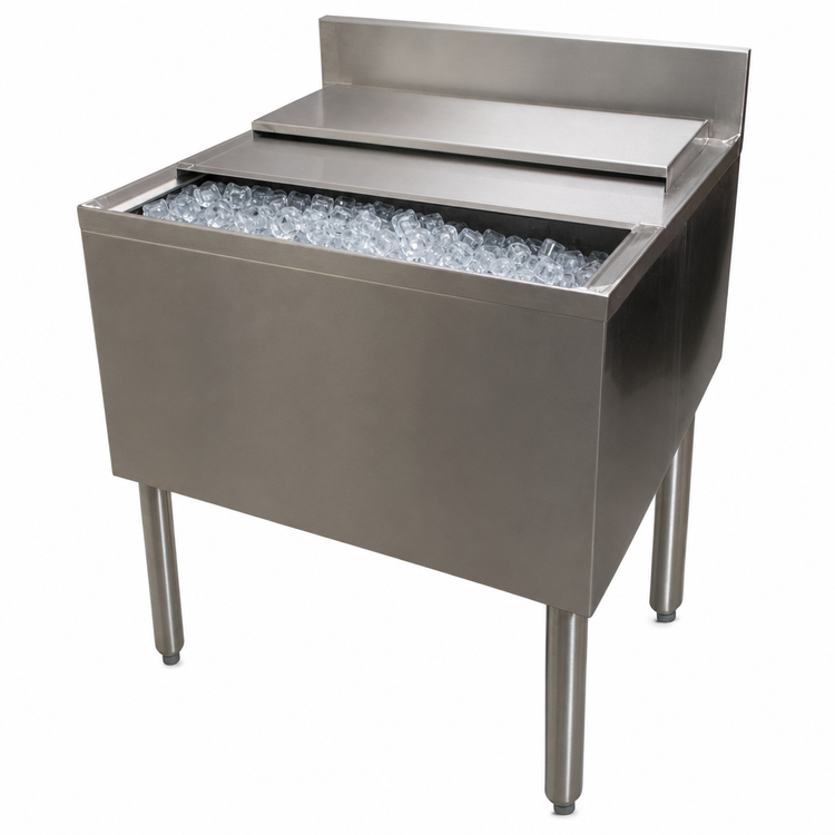 Product image #5 for BK Resources 30-Inch Stainless Steel Underbar Ice Bin with 10-Circuit Aluminum Cold Plate, 80 lb Capacity
