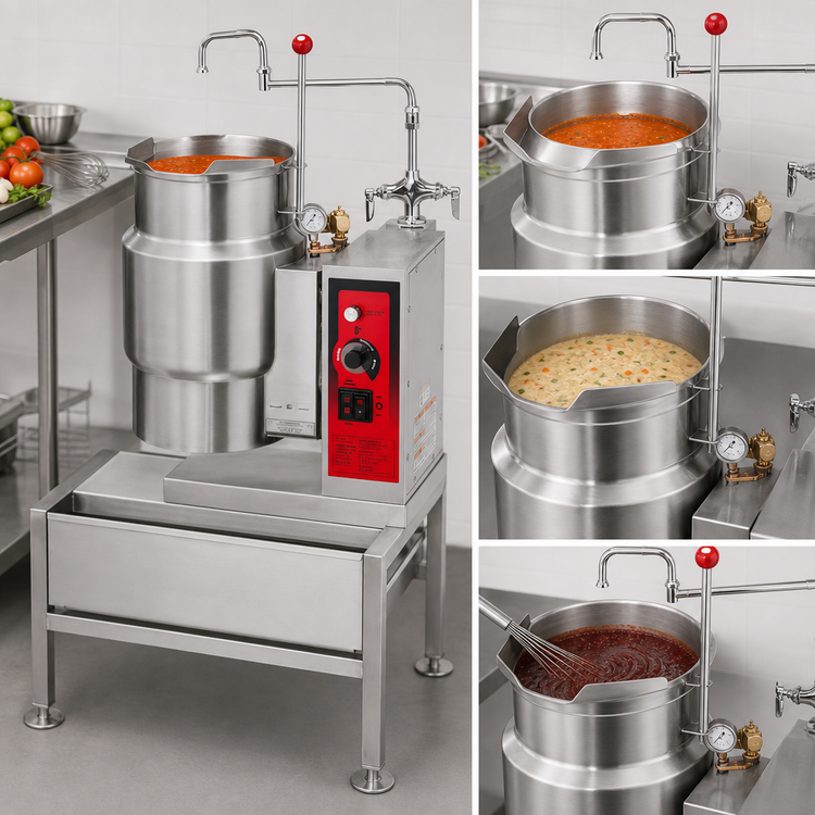 Product image #5 for Vulcan 20-Gallon Electric Tilting Kettle, 2/3 Jacketed, with 316 Stainless Steel Liner