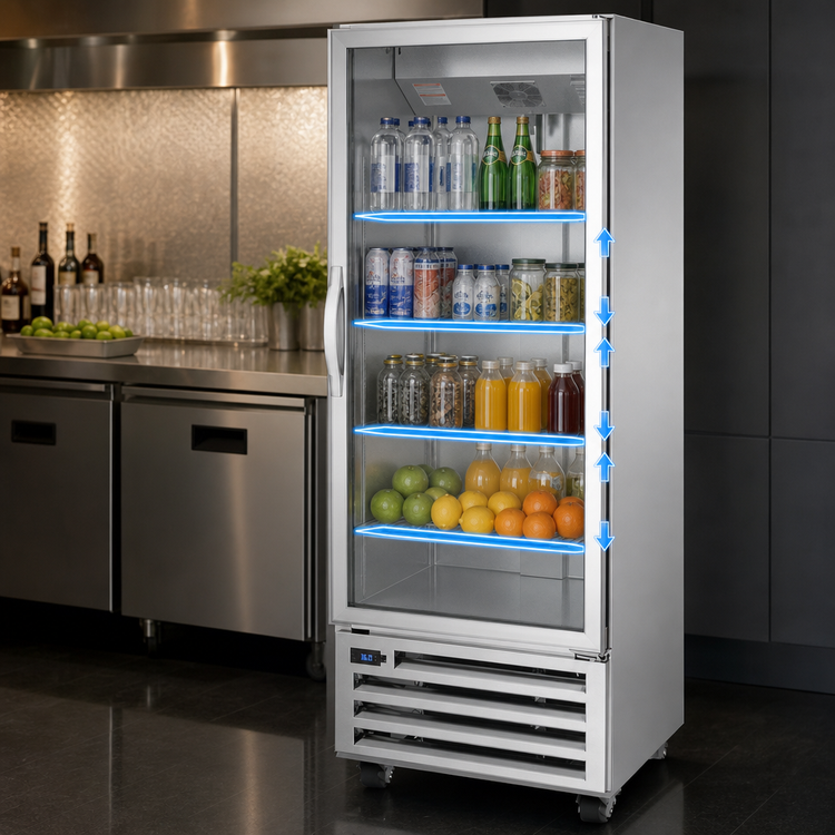 Product image #4 for Beverage-Air RI18HC-G One-Section Reach-In Refrigerator with Glass Door, 16.85 Cu. Ft., Stainless Steel