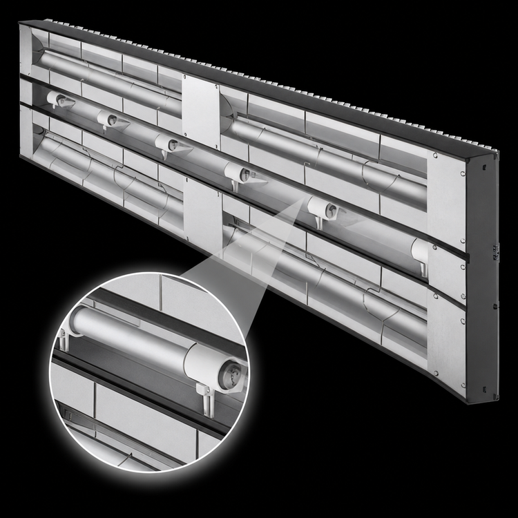 Product image #4 for Hatco Glo-Ray 24-Inch Unlighted Dual Infrared Strip Heater, 1300W, Aluminum, 6-Inch Spacer