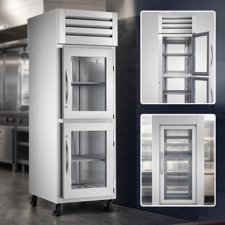 Product image #4 for True SPEC SERIES One-Section Pass-Thru Reach-In Refrigerator with 2 Half-Glass Front Doors and 1 Rear Glass Door