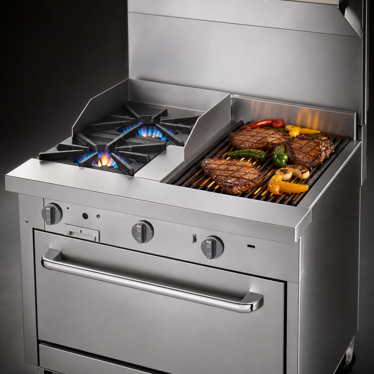 Product image #4 for Southbend Platinum Heavy Duty 36-Inch Modular Gas Range Top with 2 Open Burners and 24-Inch Charbroiler