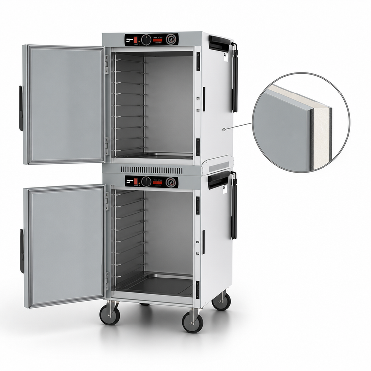 Product image #5 for Metro HotBlox™ Wide 16-Pan Dual-Cavity Pass-Thru Insulated Holding Cabinet, Analog, Solid Doors, Mobile