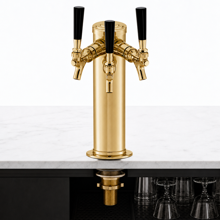 Product image #4 for Perlick Century 3-Inch O.D. Glycol-Cooled Countertop Beer Draft Arm Tower, 2-Faucet, Tarnish-Free Brass