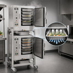 Thumbnail image #4 for AccuTemp Steam'N'Hold S62401D060 DBL Two-Compartment Connectionless Vacuum Steamer with Stand and Casters, 12 Full-Size Pan Capacity