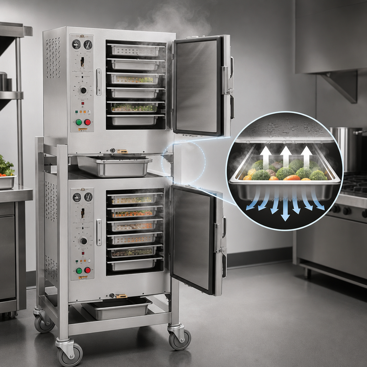 Product image #4 for AccuTemp Steam'N'Hold Two-Compartment Electric Boilerless Connectionless Vacuum Steamer with Stand and Casters