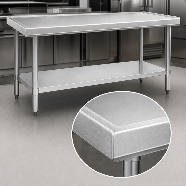 Product image #4 for Eagle Spec-Master Marine Series 144-Inch x 24-Inch 14-Gauge 300 Series Stainless Steel Work Table with Adjustable Galvanized Undershelf