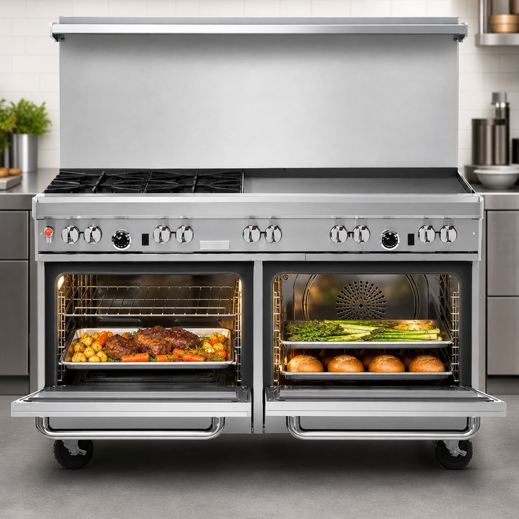 Product image #4 for Southbend Ultimate 60-Inch Commercial Gas Restaurant Range with 4 Burners, 24-Inch Griddle, Standard Oven, and Convection Oven