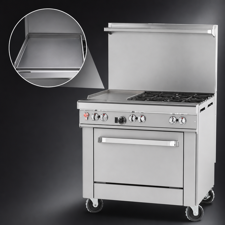 Product image #4 for Southbend Ultimate 36-Inch Gas Restaurant Range with 4 Star/Sauté Burners, 12-Inch Left Griddle and Convection Oven