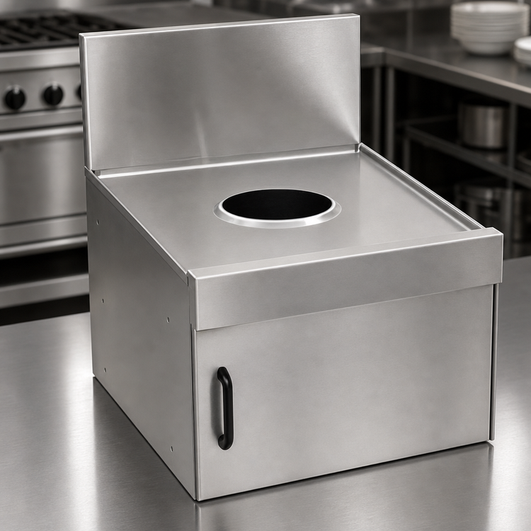Product image #4 for Spec-Bar 12 x 24 Inch Dry Waste Unit with 6-Inch Round Opening, Stainless Steel