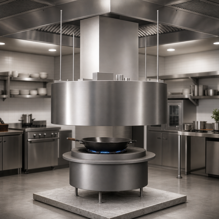 Product image #5 for SimpleSpec 48-Inch Diameter Round Island Type I Display Cooking Hood, 24-Inch High