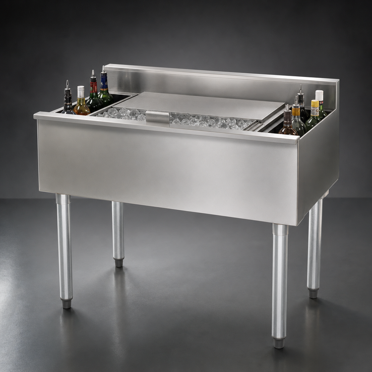Product image #4 for Eagle Group 1800 Series 36-Inch x 20-Inch Underbar Cocktail Unit with 12-Inch Deep Insulated Ice Bin and 8 Bottle Wells