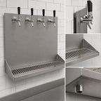 Thumbnail image #4 for Micro Matic USA DP-322LD-4 Wall-Mount Stainless Steel Drip Tray Trough, 16-Inch, 4 Faucet Holes, 1/2-Inch NPT Drain