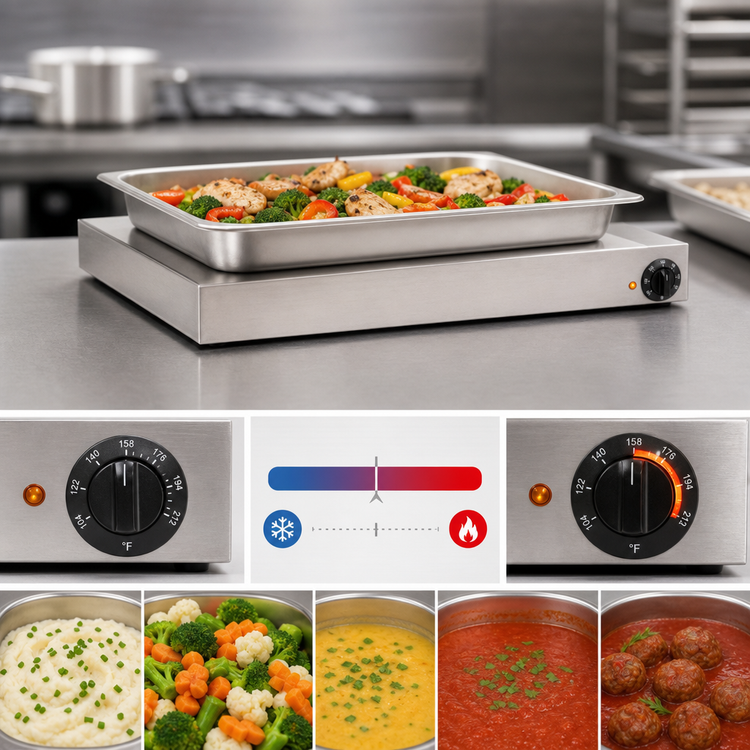 Product image #5 for Omcan USA Countertop Stainless Steel Hot Plate Food Warmer for 1/1 GN Pan