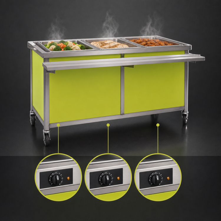 Product image #4 for Eagle Group Director's Choice DCS3-HFU-C 3-Well Mobile Electric Hot Food Table