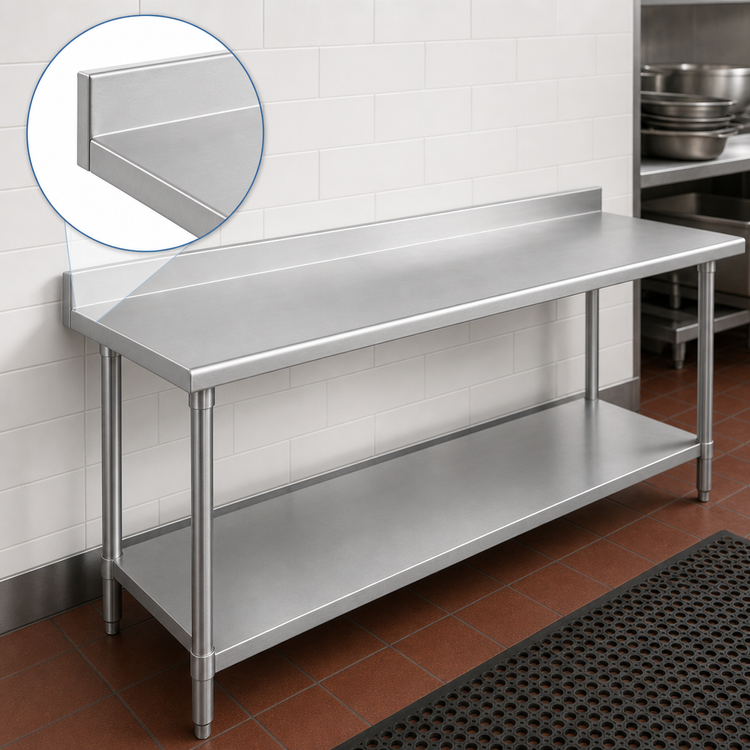 Product image #4 for Duke 108-Inch x 30-Inch Stainless Steel Work Table with 1-1/8-Inch Straight Riser