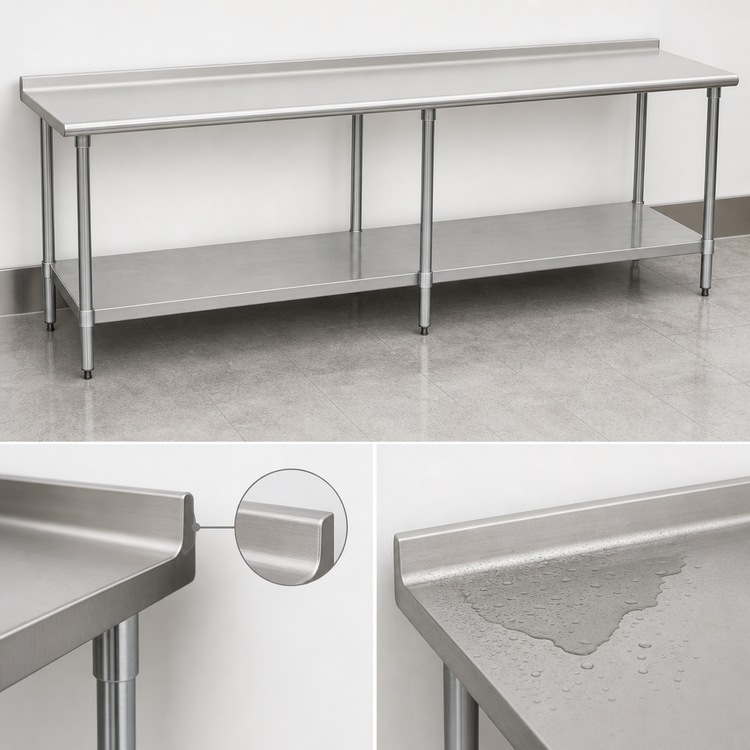 Product image #4 for Eagle Deluxe Series 108-Inch x 24-Inch Stainless Steel Work Table with Rear Upturn and Adjustable Undershelf