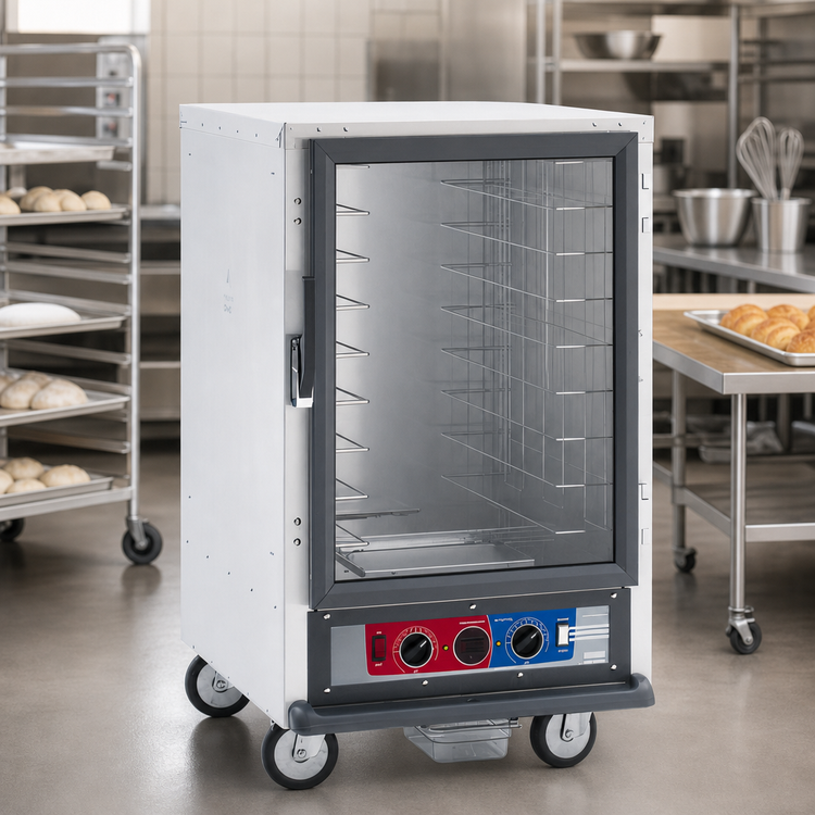 Product image #4 for Metro C5 1 Series Half-Height Mobile Non-Insulated Heated Holding & Proofing Cabinet with Clear Polycarbonate Door and Fixed Wire Slides