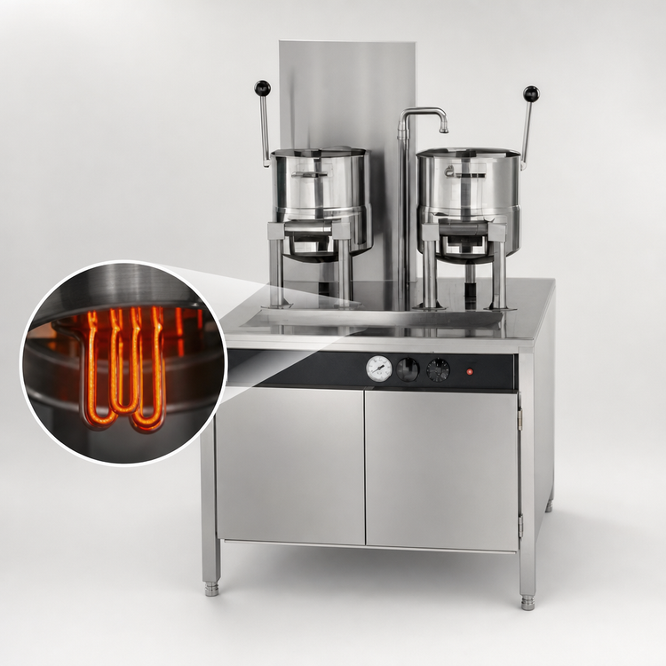 Product image #4 for Groen Electric Kettle Cabinet Assembly with Three 20-Quart Kettles, Hand Tilt, 54-Inch Stainless Steel Cabinet