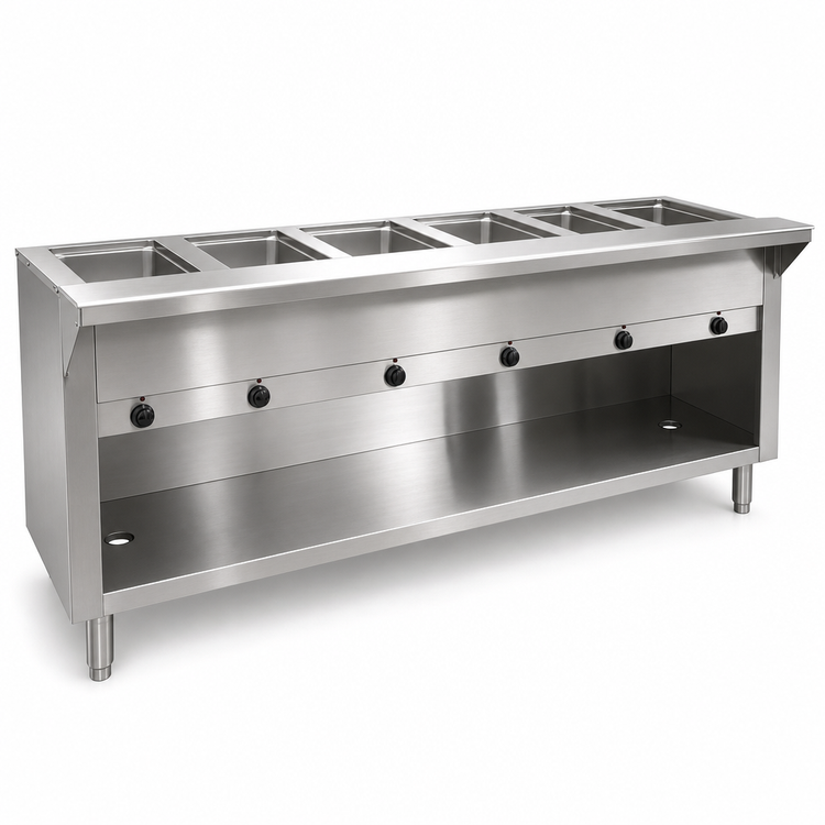 Product image #4 for Advance Tabco Triumph Supreme Electric 6-Well Open-Well Hot Food Table with Enclosed Base, Stainless Steel, 208/240V